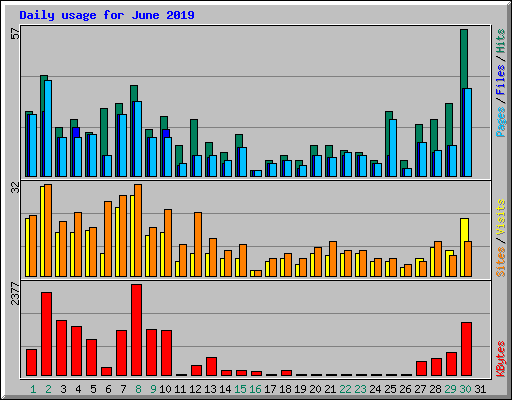 Daily usage for June 2019