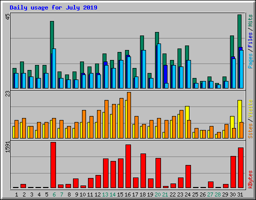 Daily usage for July 2019